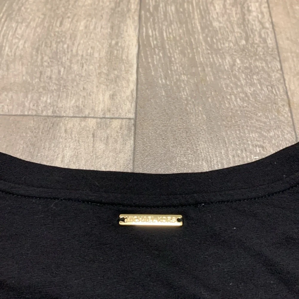 Womens Michael Kors Ruffled Sleeve‎ Crewneck Minimalist Top Shirt